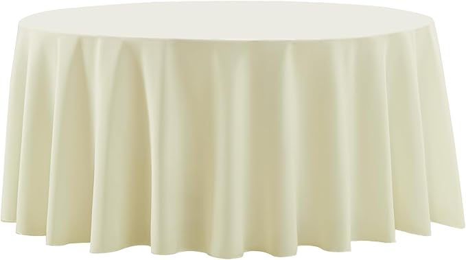Round Tablecloth 2 Pack 90 Inch Ivory Tablecloths Washable Decorative Linen by AOCOZHomeLifeMuseum