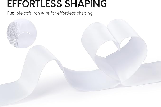 White Satin Ribbon Double-Faced Wired Ribbons - Image 3