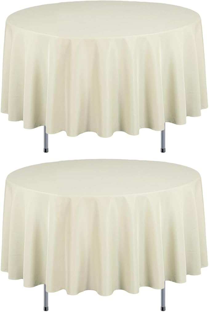 LTC LINENS 2 Pack 90 Inch Round Tablecloth Beige by LTCLINENS