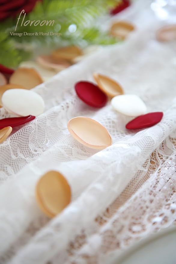 Floroom 300pcs Rose Petals Red Gold Faux Silk Flower Petals - Image 3