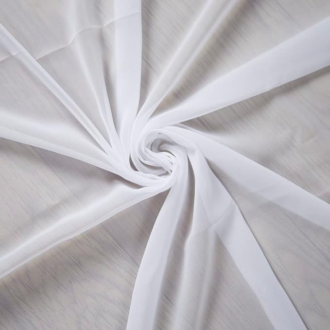 White Wedding Arch Draping Fabric 20Ft Long Chiffon Fabric Drapes 2 Panels - Image 4