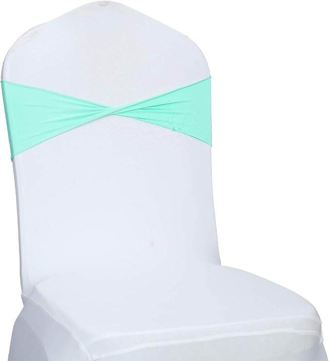 VDS Pack of 10 PCS | Tiff Blue | Spandex Chair Sashes Bows Without Buckle | by VDS
