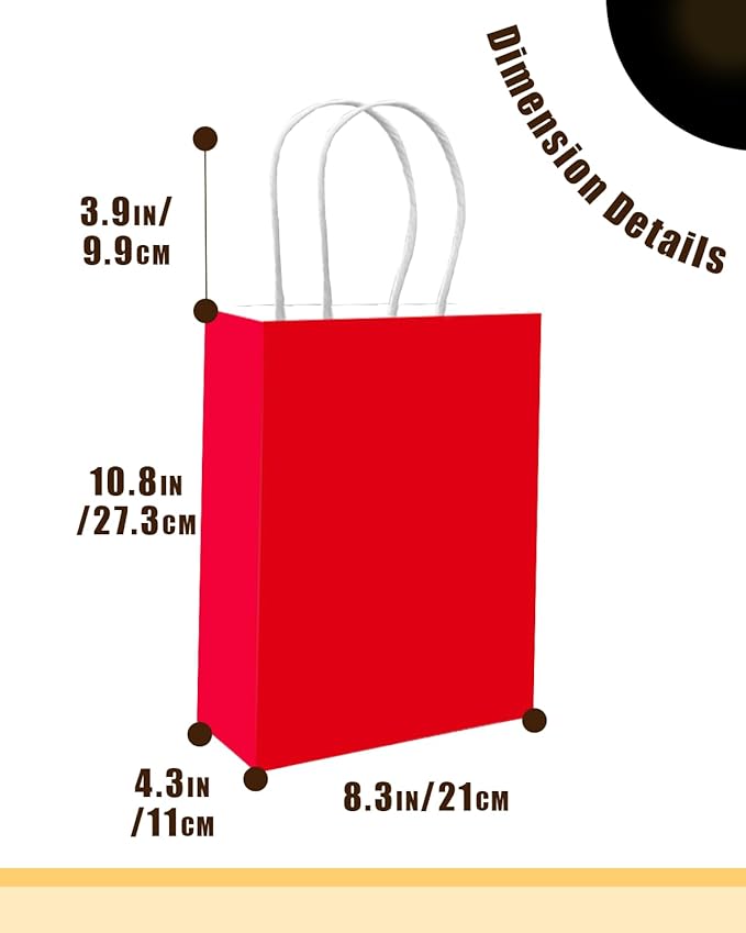qiqee 50-Packs Red Paper Gift Bags - Image 4