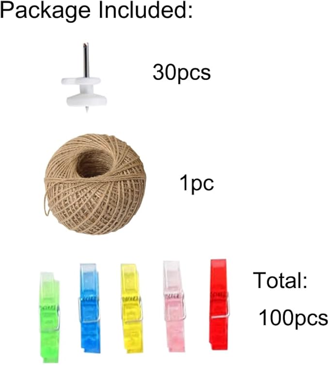 100pcs Mini Clear Hanging Photo Clips + 30m Twine - Image 5
