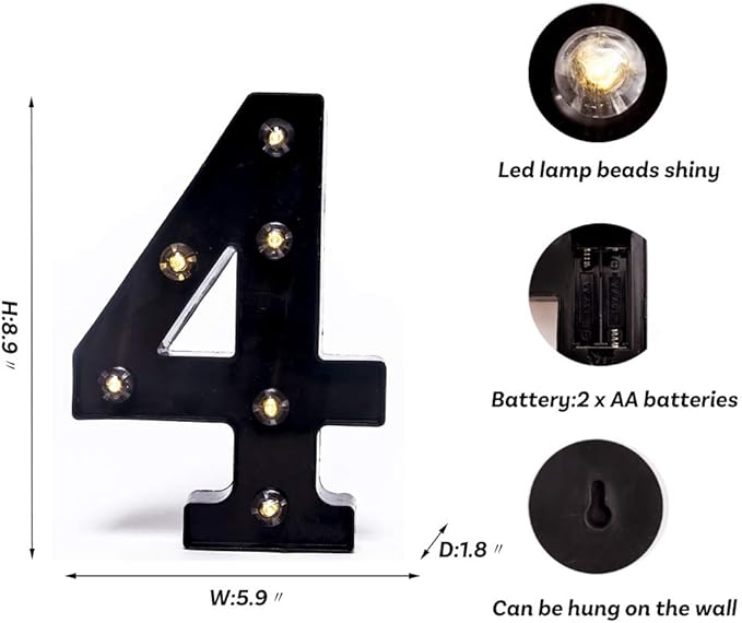 Foaky Black LED Marquee Number Lights Sign Light Up Marquee Number Lights Sign - Image 3