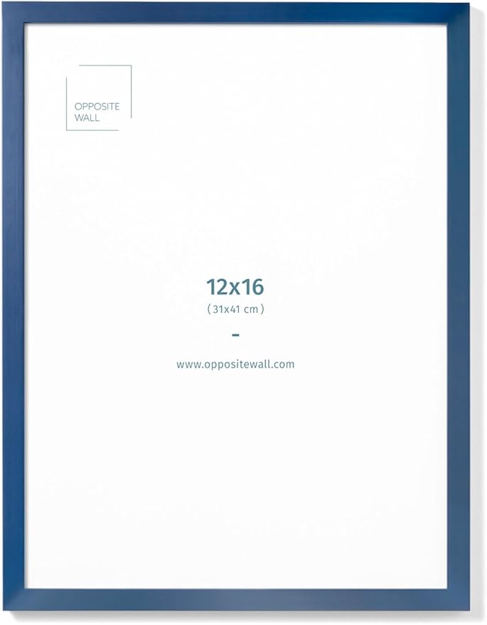 Opposite Wall - 12x16 in - Real Wood Blue Picture Frame - Lightweight, by OppositeWall