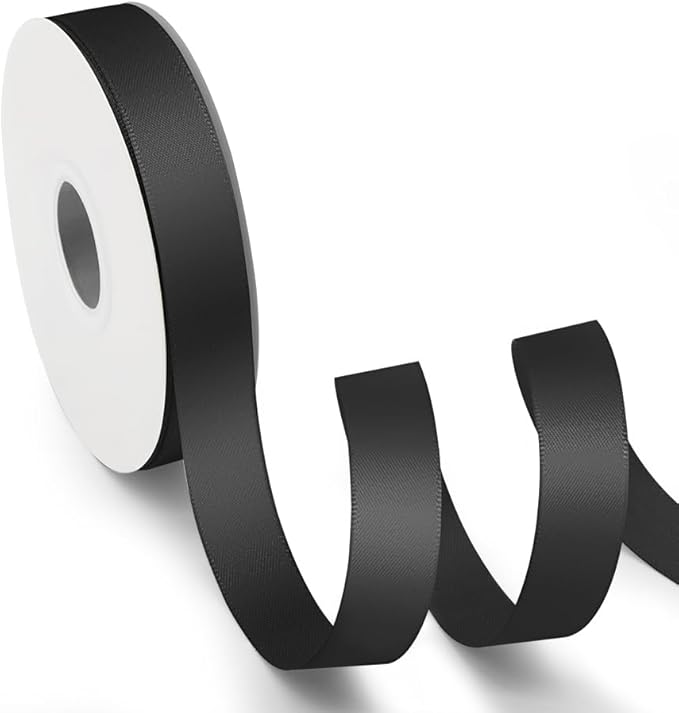KMER LIFE 5/8 inch x 25 Yards Double Faced Polyester Black Satin Ribbon by KMERLIFE