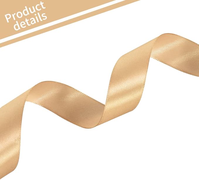 TONIFUL 1 Inch x 100yds Gold Satin Ribbon, Thin Solid Color Satin Ribbon - Image 3