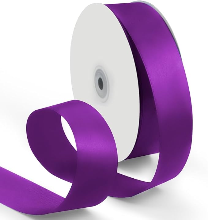 1-1/2 Inch 100 Yards Satin Ribbon Purple, Solid Color Fabric Ribbon by HimBen