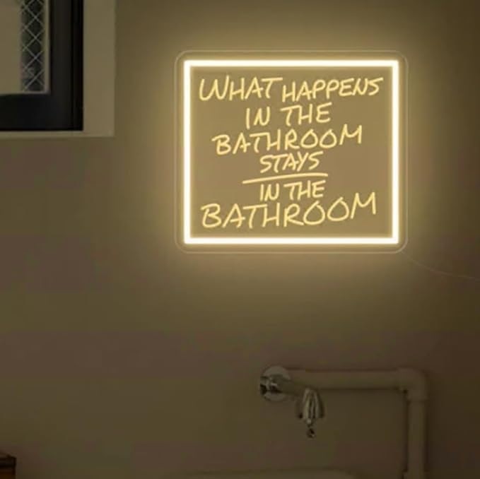 What happens in the bathroom stays in the bathroom Neon Sign| Trendy Bathroom - Image 2
