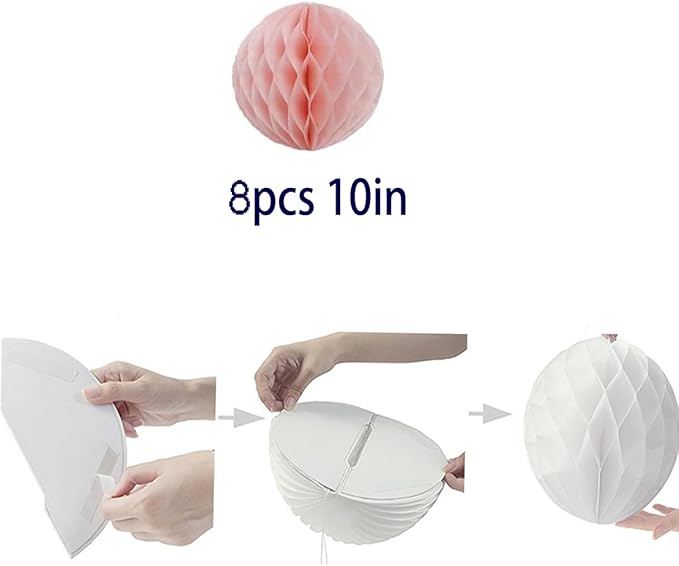 8pcs 10 inch Paper Honeycomb Balls Decorative Tissue Pom Poms Flower Art - Image 2