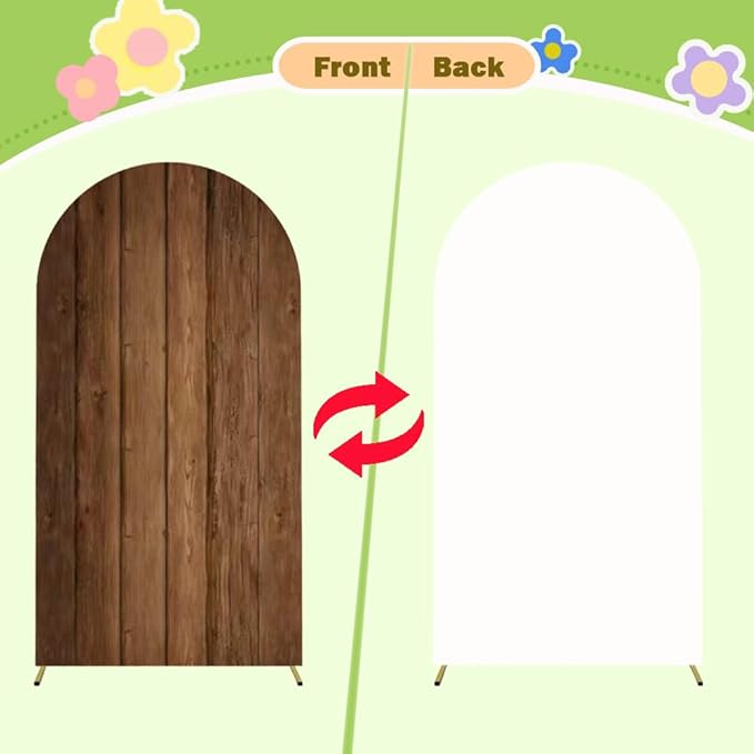 Wood Arch Cover 5ft Arch-Backdrop-Cover Cowboy Brown Arch Covers Stretchy - Image 4