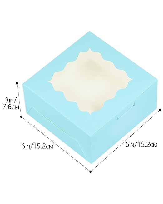 Bakepacker 100pcs Light Blue Cookie Boxes 6x6x3 inches Easy Assemble Macaroon - Image 5