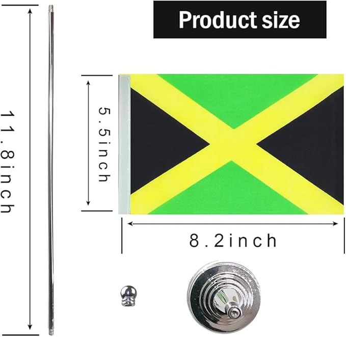 Jamaica Flag Jamaican Flags, Small Mini Jamaican Desk Flag, Used - Image 2