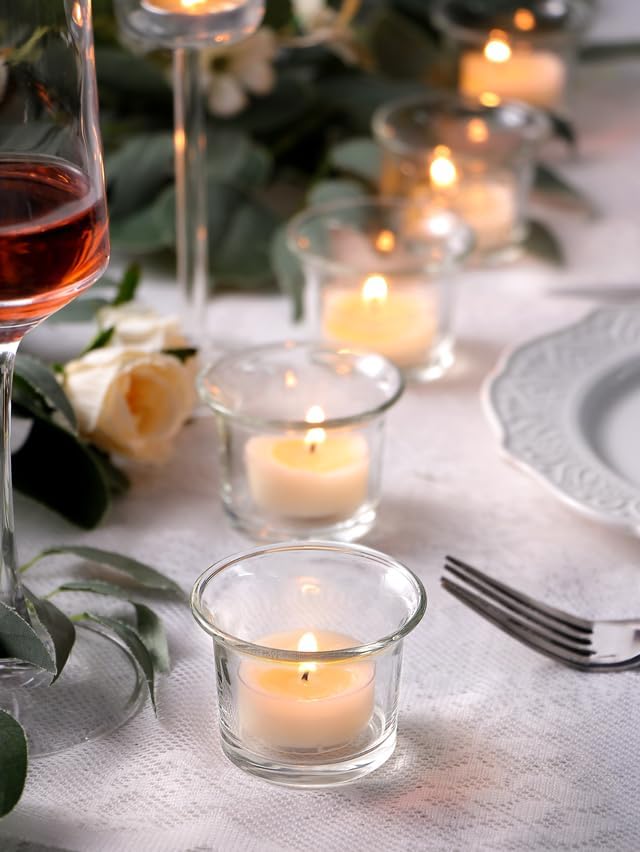 Letine Tealight Candle Holder Set of 12- Clear Glass Votive Candle Holders Bulk - Image 8