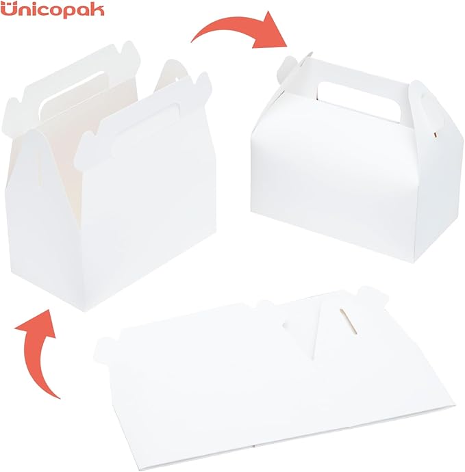 UnicoPak 10 Pack White Gable Treat Boxes Party Favor Boxes Goodie Gift Boxes - Image 7