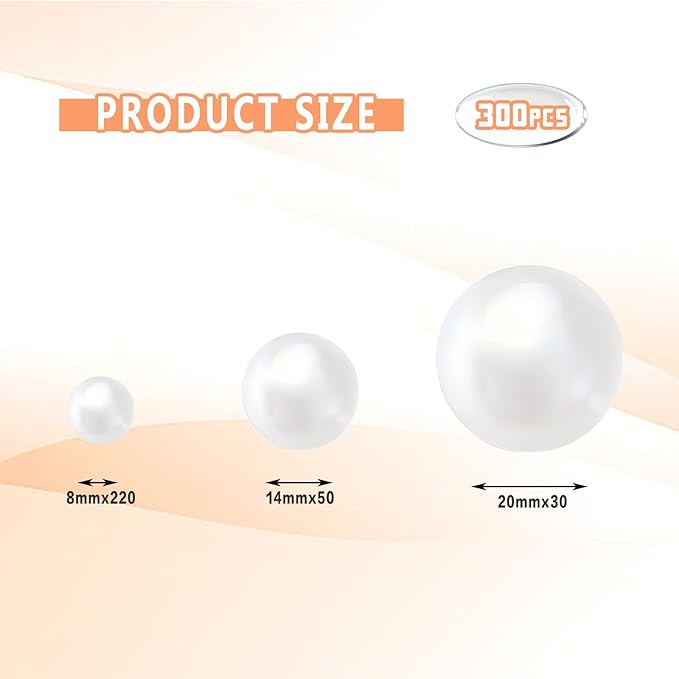300Pcs Vase Filler White No Hole Faux Pearl Beads - Image 2