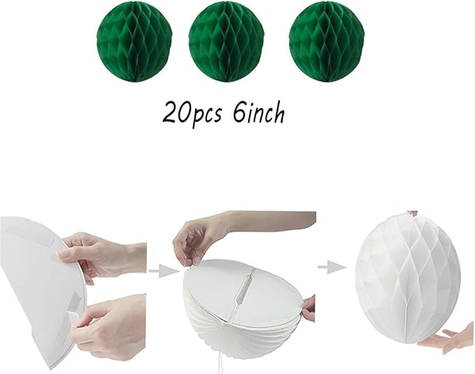 20pcs Honeycomb Decoration Paper Flower Balls Tissue Paper Pom Poms - Image 2