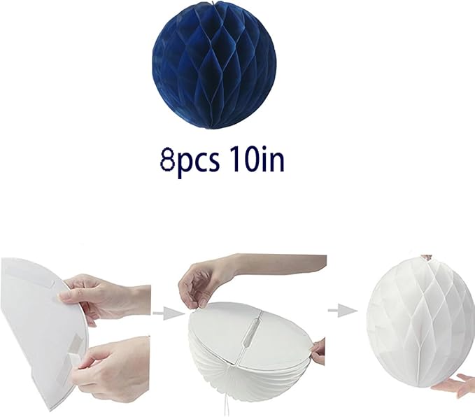 8pcs 10 inch Paper Honeycomb Balls Decorative Tissue Pom Poms Flower Art - Image 2