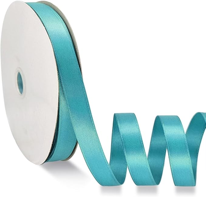 Lake Blue Satin Ribbon Double Faced Satin 1/2 inch x 55 Yards Polyester Ribbon by OZXCHIXU