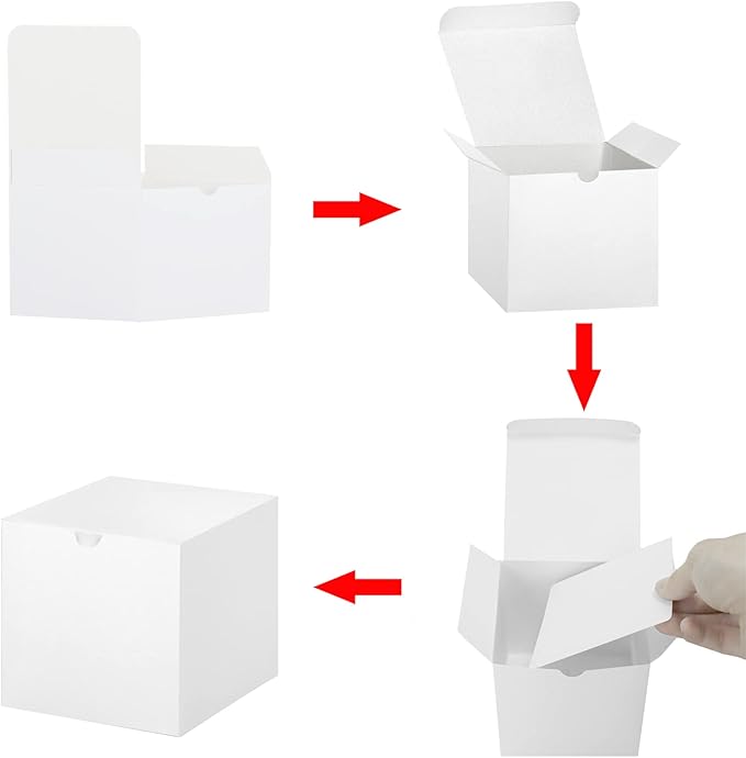 Bonfasvo Gift Boxes 30 Pack 4x4x4 inches White Fold Kraft Paper Boxes - Image 4