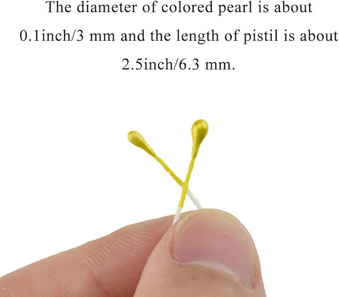 HAHIYO 700Pcs 3mm Yellow Gold Pearl Double Head Flower Pistil Hand-Made - Image 3