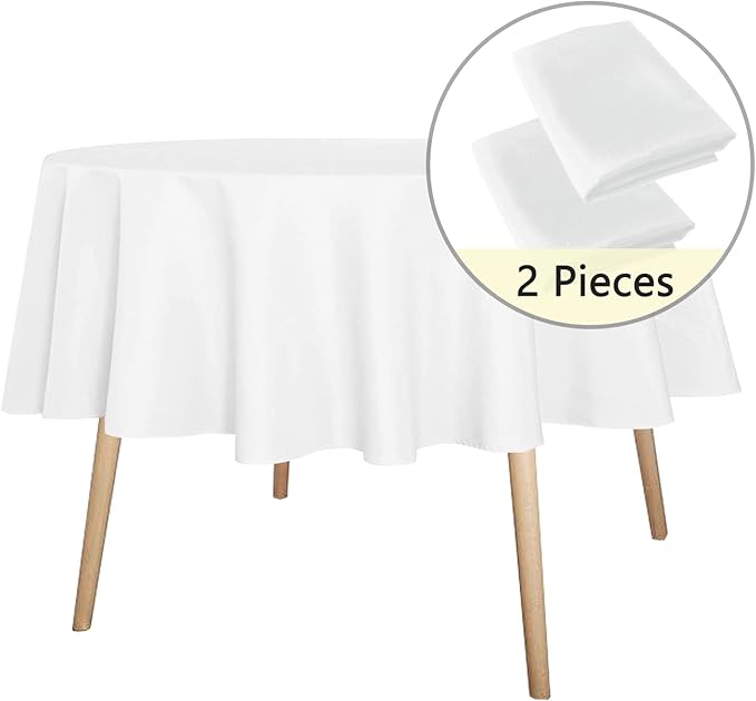 sancua 2 Pack Round Tablecloth 60 Inch White, Stain and Wrinkle Resistant Table - Image 5