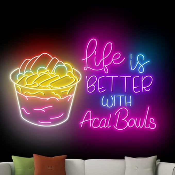 Life Is Better With Acai Bowls Neon Sign, Acai Bowl LED Light, Smoothies Neon - Image 2