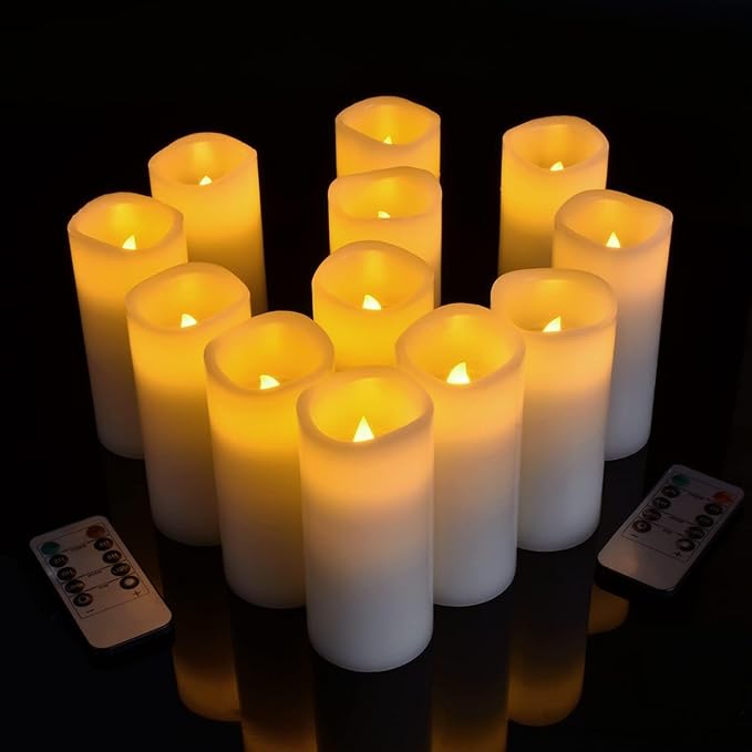 antizer Flameless Candles Battery Operated Real Wax LED Candles Set of 12 - Image 3