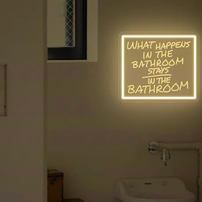 What happens in the bathroom stays in the bathroom Neon Sign| Trendy Bathroom - Image 4