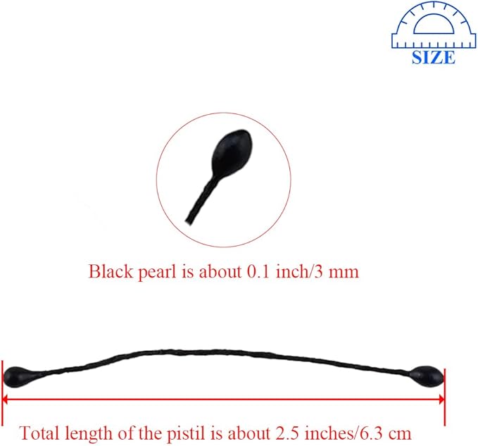 HAHIYO 700Pcs 3mm Fully Black Pearl Double Head Flower Pistil Handmade - Image 2