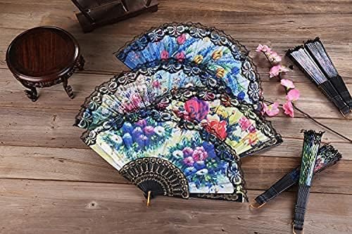 HUNANBANG 4 Pieces Folding Hand Fans Church Wedding Gift, Party Favors - Image 2