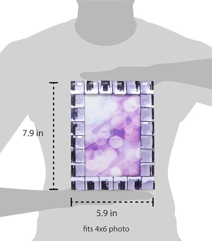 Isaac Jacobs Decorative Sparkling Light Purple Jewel Picture Frame, Photo - Image 3