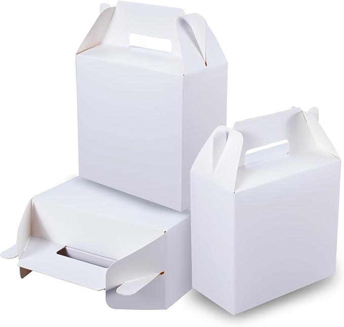 XAGLVV 24pcs White Gable Party Favor Boxes, 7 x 3.5 x 6.6 Inches, Kid Party by XAGLVV