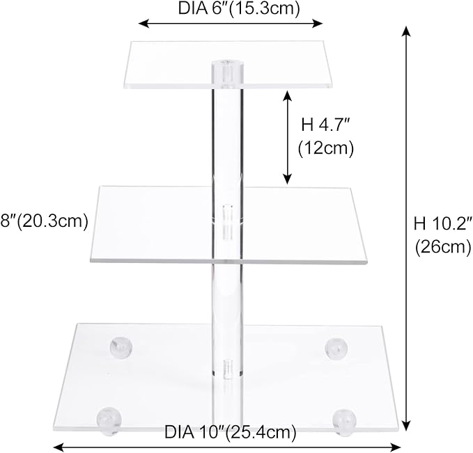 Boxalls Cupcake Stand, 3 Tier Square Acrylic Cupcake Display Stand Holder - Image 4