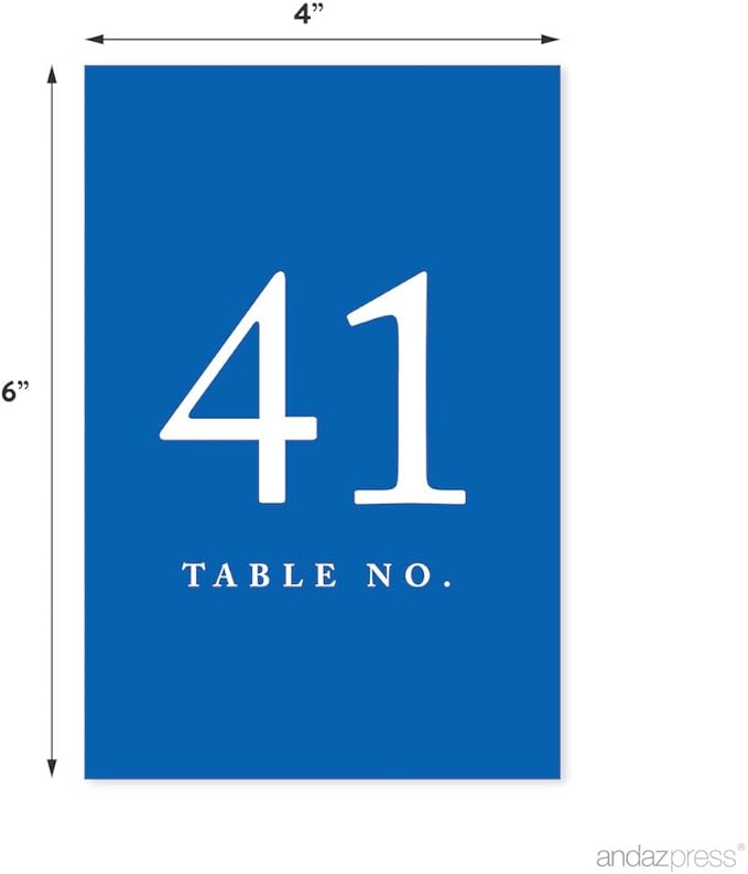 Andaz Press Royal Blue Table Numbers 41-60, 4x6-Inch Table Number Cards - Image 2