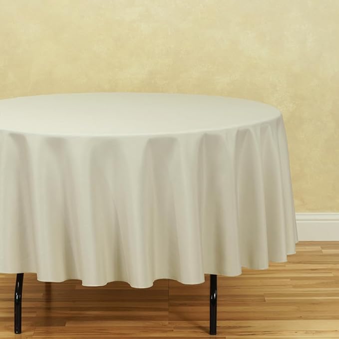 LTC LINENS 2 Pack 90 Inch Round Tablecloth Beige - Image 3