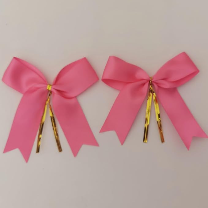 50pcs 3-1/2" Hot Pink Satin Ribbon Bows - Image 4