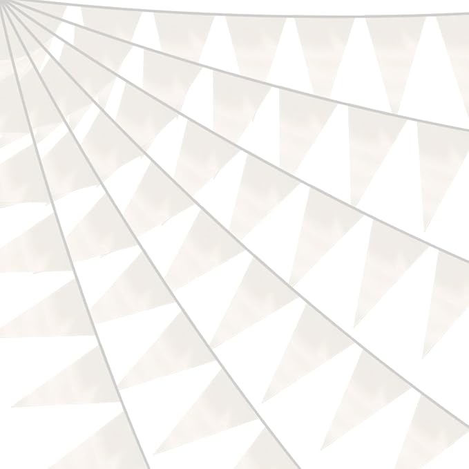 40M/130FT White Triangle Pennant Banner Flag Metallic Fabric Bunting Garland by raqieden
