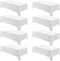 Rectangle Tablecloths 90x132 Inch 8 Pack White Tablecloth Washable Decorative by AOCOZHomeLifeMuseum
