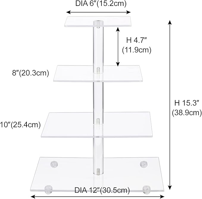 Cupcake Stand, 4 Tier Square Acrylic Cupcake Display Stand Holder, Theme Party - Image 4