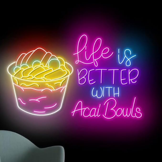Life Is Better With Acai Bowls Neon Sign, Acai Bowl LED Light, Smoothies Neon - Image 4