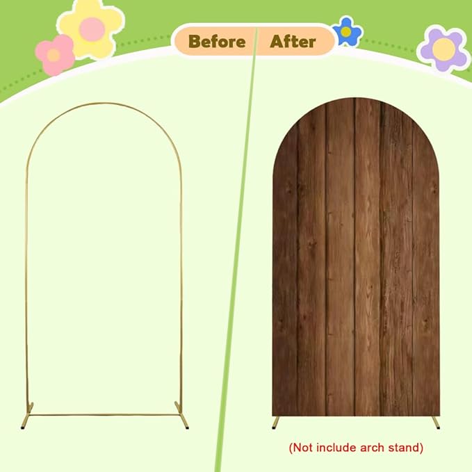 Wood Arch Cover 5ft Arch-Backdrop-Cover Cowboy Brown Arch Covers Stretchy - Image 6