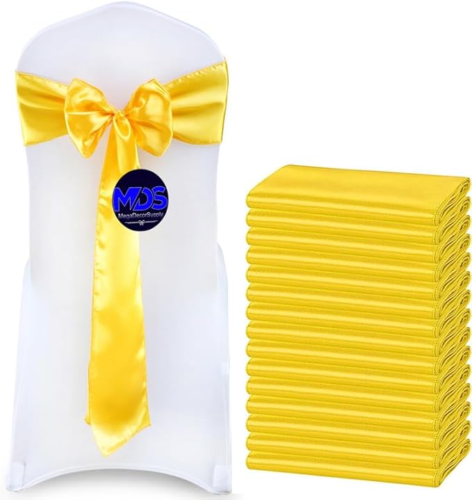 MDS Pack of 125 PCS Satin Chair Sashes Charmeuse Sateen Dining Chair Bows by MDS