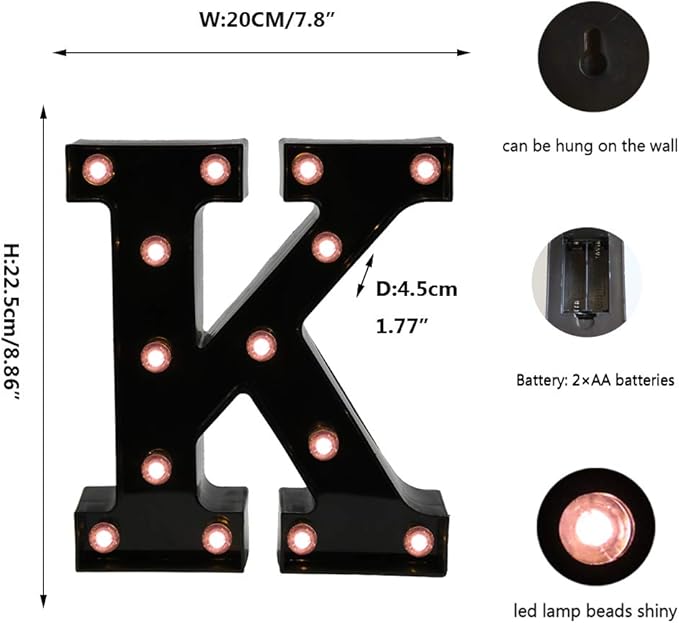 OYCBUZO Light Up Black Alphabet Marquee Letters Sign LED Marquee Number Lights - Image 5