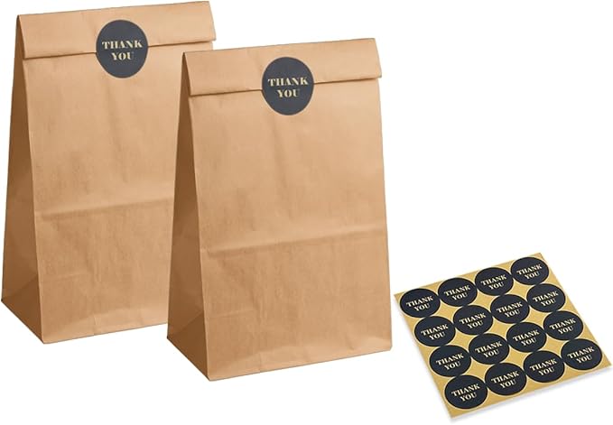 qiqee 100Pcs Treat Paper Bags 5.1"x3.1"x9.4" Brown Party Gift Bag Mini Snack - Image 3