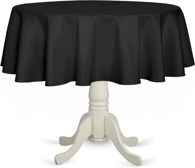 Fitable Black Round Tablecloth 70 inch, Stain and Wrinkle Resistant Washable by Fitable
