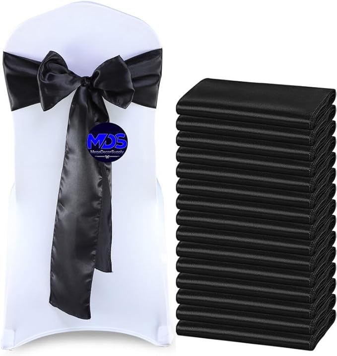 MDS Pack of 75 PCS Satin Chair Sashes Charmeuse Sateen Dining Chair Bows Ribbon by MDS