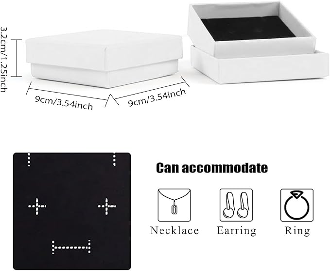 Gift Box Necklace Earring Ring Box Gift Box, 12 Pieces Square Cardboard Jewelry - Image 2