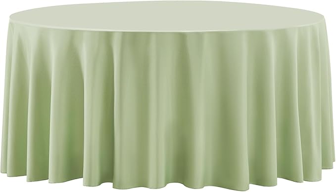 Round Tablecloth 132 Inch 2 Pack Sage Green Tablecloths Washable Decorative by AOCOZHomeLifeMuseum